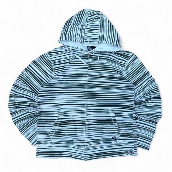 Vintage VTG Y2K Skater Volcom Stripe Zip Up Hoodie Sweatshirt - Picture 1 of 8